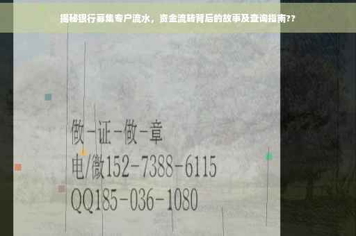 揭秘银行募集专户流水，资金流转背后的故事及查询指南??