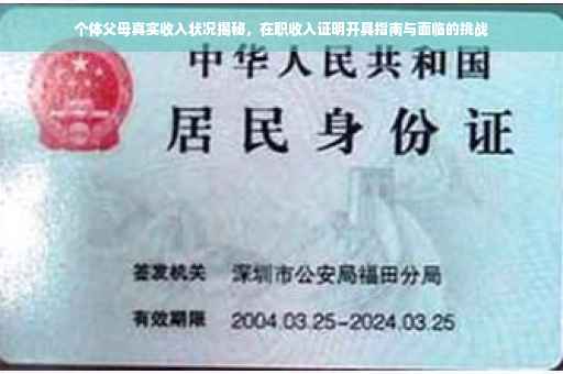 个体父母真实收入状况揭秘，在职收入证明开具指南与面临的挑战