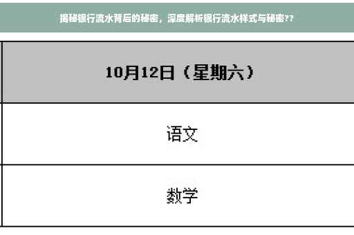 揭秘银行流水背后的秘密，深度解析银行流水样式与秘密??