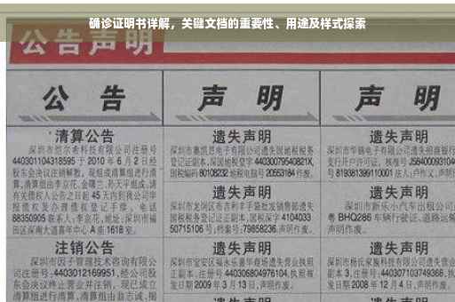 确诊证明书详解，关键文档的重要性、用途及样式探索