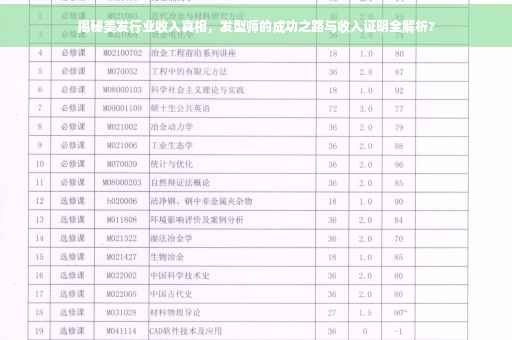 揭秘美发行业收入真相，发型师的成功之路与收入证明全解析?