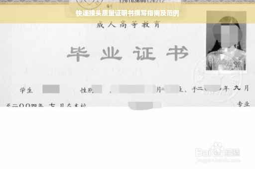 快速接头质量证明书撰写指南及范例
