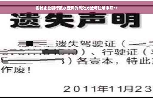 揭秘企业银行流水查询的高效方法与注意事项??
