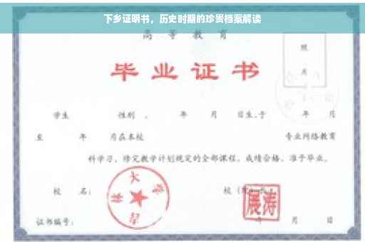 下乡证明书，历史时期的珍贵档案解读