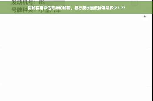 揭秘信用评估背后的秘密，银行流水最低标准是多少？??