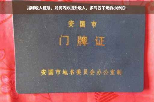 揭秘收入证明，如何巧妙提升收入，多写五千元的小妙招！