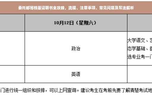 委托邮寄档案证明书全攻略，流程、注意事项、常见问题及写法解析