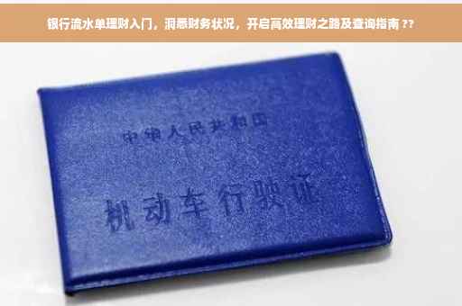 银行流水单理财入门，洞悉财务状况，开启高效理财之路及查询指南 ??