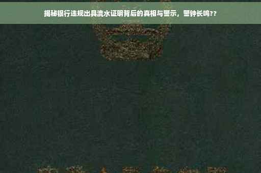 揭秘银行违规出具流水证明背后的真相与警示，警钟长鸣??