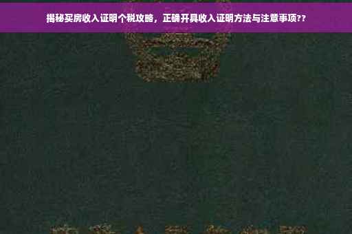 揭秘买房收入证明个税攻略，正确开具收入证明方法与注意事项??
