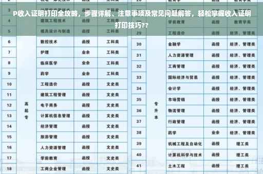 P收入证明打印全攻略，步骤详解、注意事项及常见问题解答，轻松掌握收入证明打印技巧??