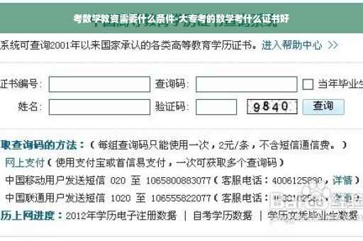 考数学教资需要什么条件-大专考的数学考什么证书好