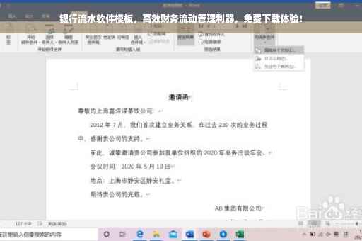 银行流水软件模板，高效财务流动管理利器，免费下载体验！