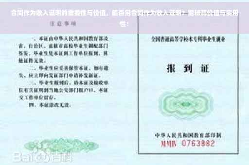 合同作为收入证明的重要性与价值，能否用合同作为收入证明？揭秘其价值与实用性！
