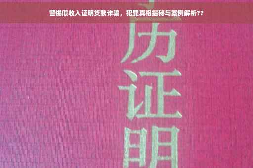 警惕假收入证明贷款诈骗，犯罪真相揭秘与案例解析??