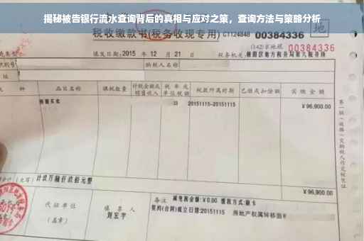 揭秘被告银行流水查询背后的真相与应对之策，查询方法与策略分析