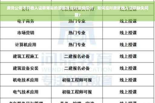房贷公司不开收入证明背后的原因及应对策略探讨，如何应对房贷收入证明缺失问题？
