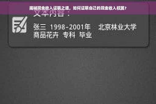 揭秘现金收入证明之道，如何证明自己的现金收入权属？