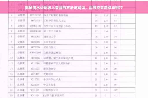 揭秘流水证明收入来源的方法与解读，洞悉资金流动真相??