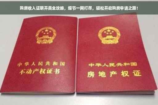 购房收入证明开具全攻略，细节一网打尽，轻松开启购房申请之路！