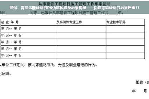 警惕！胃癌诊断证明书PS伪造风险及后果揭秘——伪造胃癌证明书后果严重??