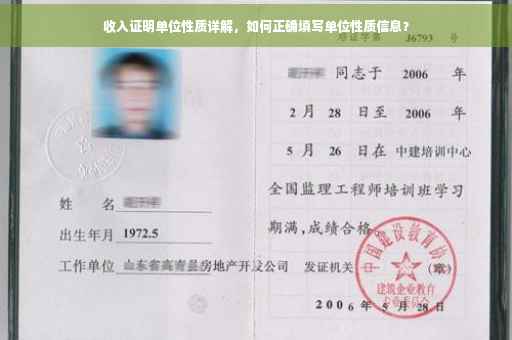 收入证明单位性质详解，如何正确填写单位性质信息？