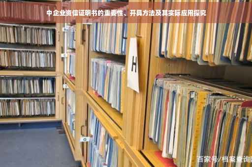 中企业资信证明书的重要性、开具方法及其实际应用探究