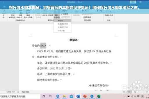 银行流水脚本揭秘，犯罪背后的真相如何被揭示？揭秘银行流水脚本编写之道。