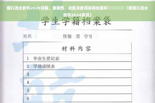 银行流水软件2020详解，重要性、功能及使用指南全解析​​​​​​​（附银行流水软件2024资讯）
