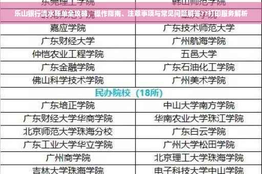 乐山银行流水账单全攻略，操作指南、注意事项与常见问题解答??打印服务解析