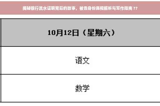 揭秘银行流水证明背后的故事，被告身份真相解析与写作指南 ??