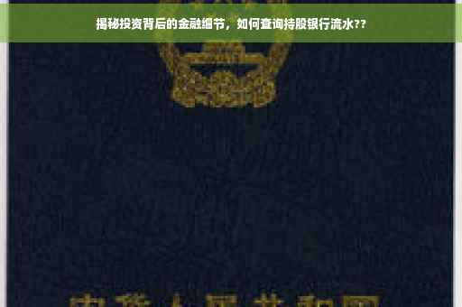 揭秘投资背后的金融细节，如何查询持股银行流水??