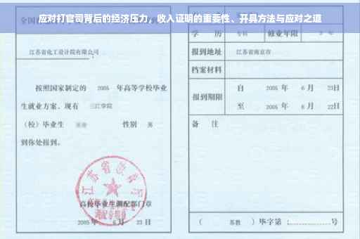 应对打官司背后的经济压力，收入证明的重要性、开具方法与应对之道
