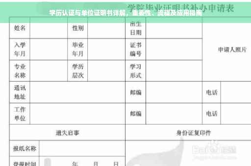学历认证与单位证明书详解，重要性、流程及应用指南