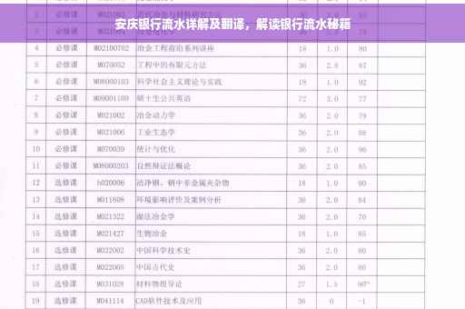 安庆银行流水详解及翻译，解读银行流水秘籍
