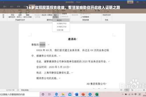 16岁实现股票投资收益，智慧策略助你开启收入证明之路