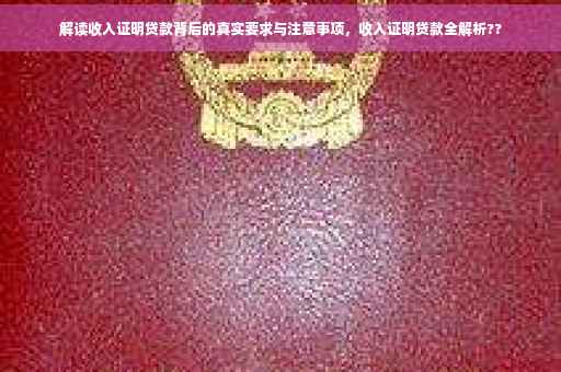 解读收入证明贷款背后的真实要求与注意事项，收入证明贷款全解析??