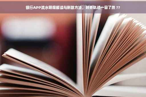 银行APP流水明细解读与删除方法，财务轨迹一目了然 ??