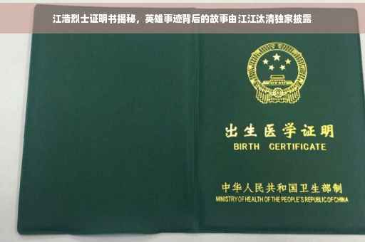 江浩烈士证明书揭秘，英雄事迹背后的故事由江江汰清独家披露