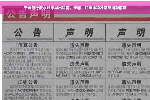 宁夏银行流水账单导出指南，步骤、注意事项及常见问题解答