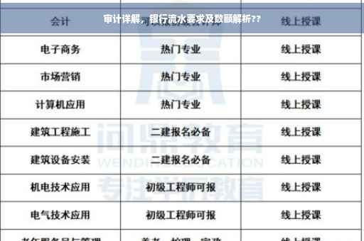 审计详解，银行流水要求及数额解析??