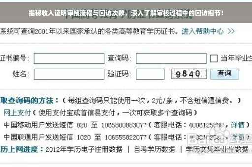 揭秘收入证明审核流程与回访次数，深入了解审核过程中的回访细节！