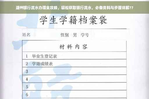 湖州银行流水办理全攻略，轻松获取银行流水，必备资料与步骤详解??