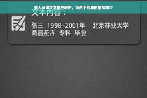 收入证明英文模板表格，免费下载与使用指南??