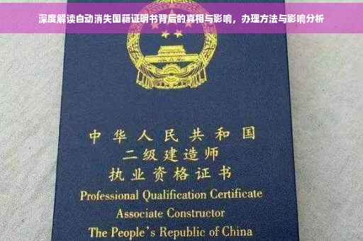 深度解读自动消失国籍证明书背后的真相与影响，办理方法与影响分析