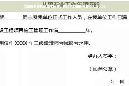 揭秘税务背后的真实收益，通过完税证明反推个人收入??