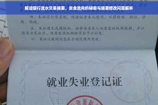 解读银行流水交易摘要，资金流向的秘密与摘要修改问题解析