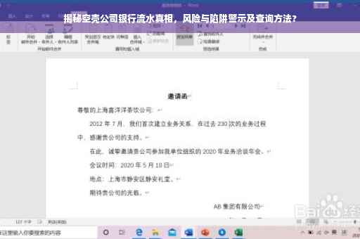 揭秘空壳公司银行流水真相，风险与陷阱警示及查询方法?
