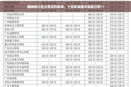 揭秘银行流水背后的故事，十页账单揭示金融日常??