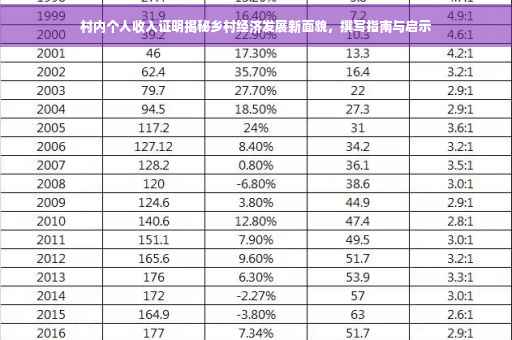 村内个人收入证明揭秘乡村经济发展新面貌，撰写指南与启示